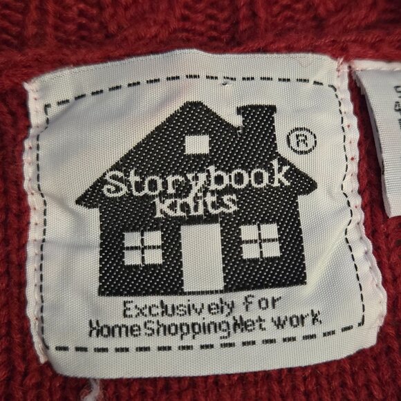 Vintage Storybook Knits Sweater Women’s Sequin Reindeer Cable Knit Cardigan M - Picture 6 of 7